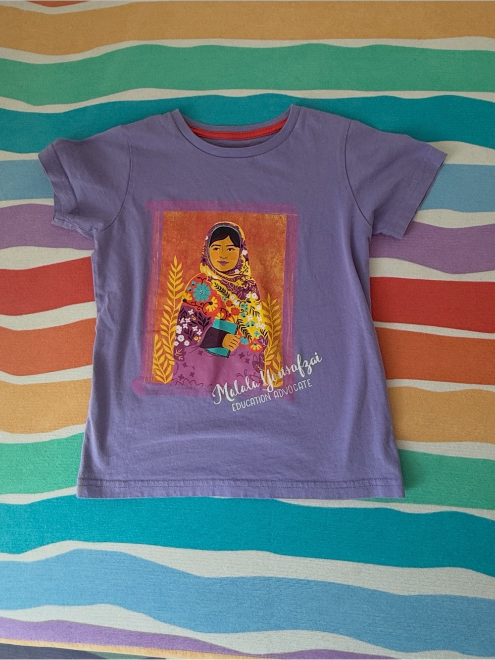 Piccolina Girls' Purple Graphic Tee - Education Advocate Design
